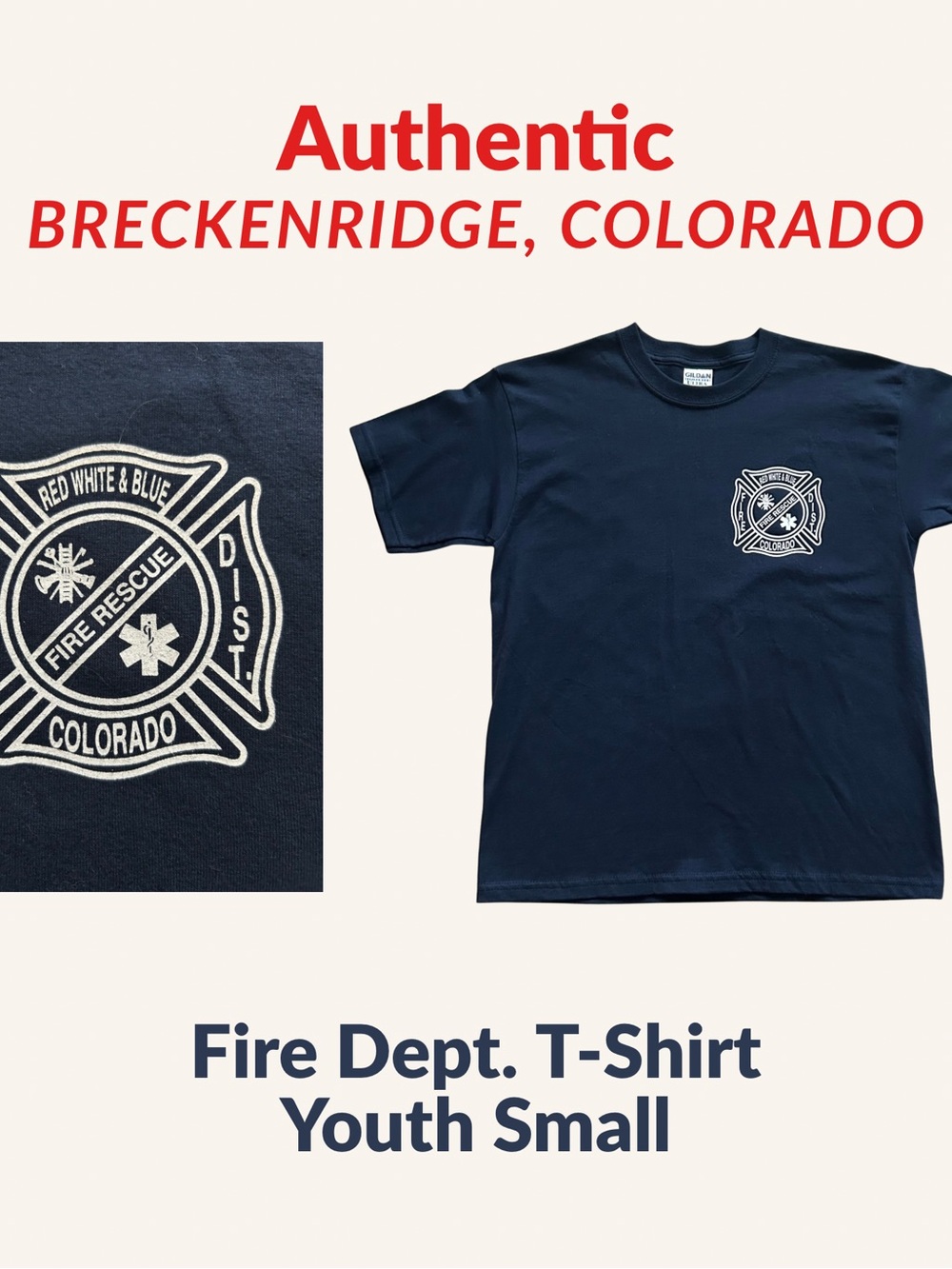Breckenridge Fire Rescue Youth T-Shirt - Navy NWOT